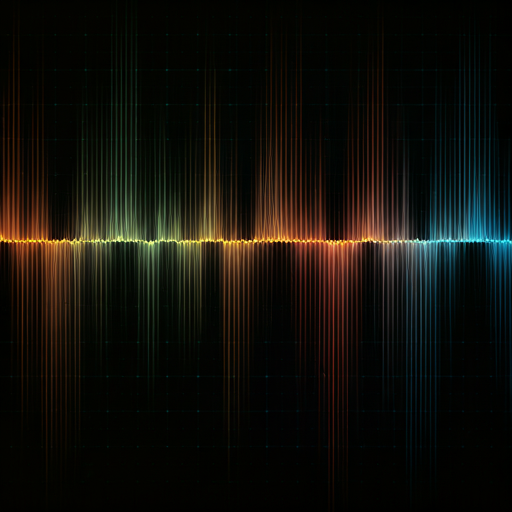abstract digital waveform showing complex data patterns in a scientific display style with high contrast
